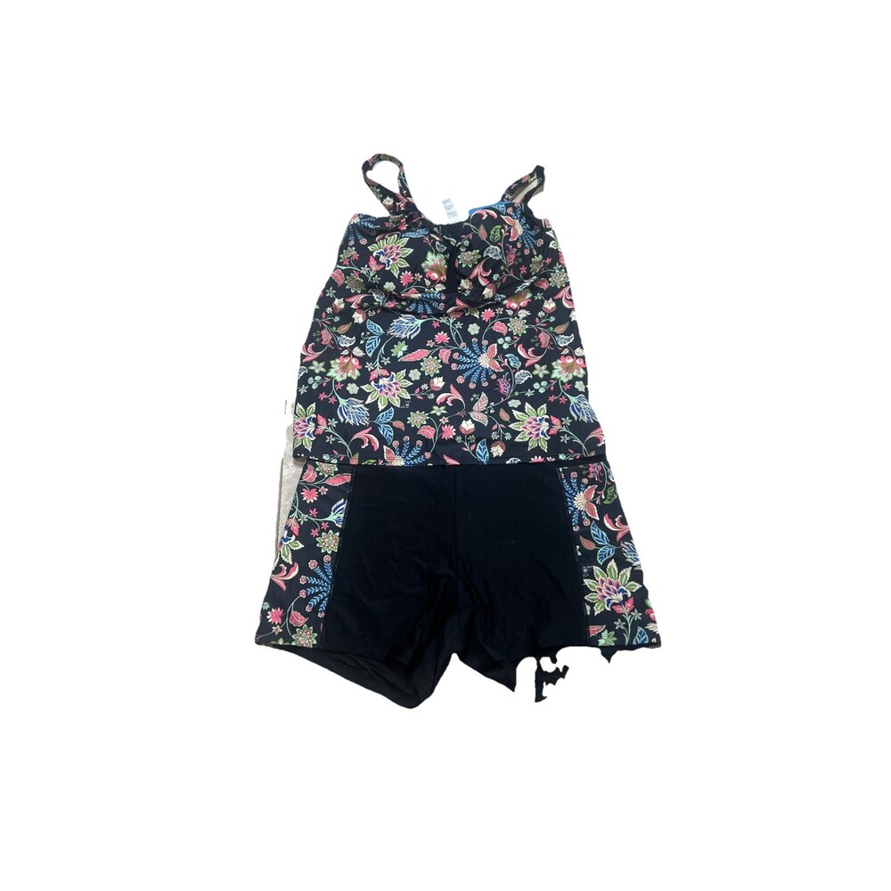 Halcurt Women’s Plus Size 2XL Two Piece Floral Tankini Tummy Control Pockets